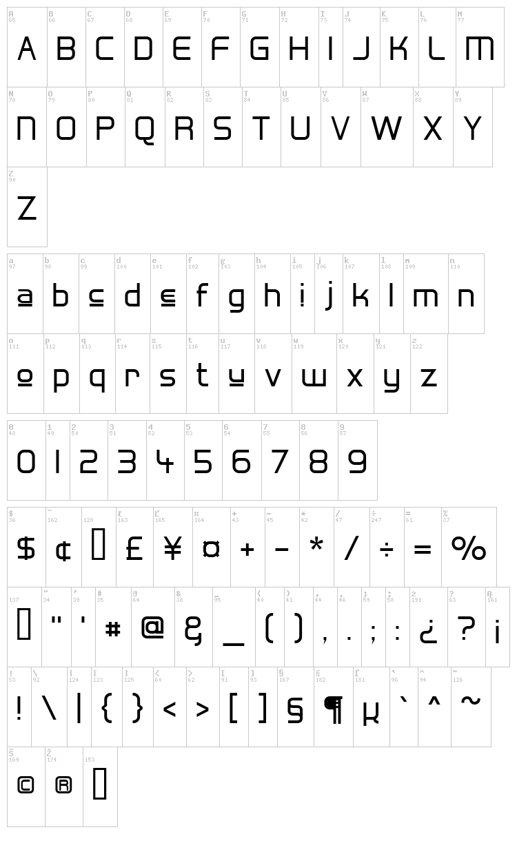 Hall Fetica font map